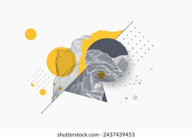 Abstract art wireframe background. Modern science or technology art elements. Surface illustration. Hand made vector.