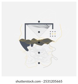 Abstract art wireframe background. Modern science or technology art elements. Surface illustration. Hand made vector.