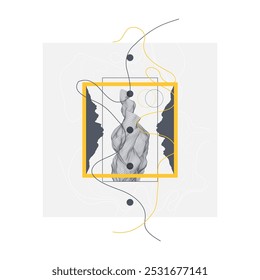 Abstrakte Kunst Drahtgitter Hintergrund. Moderne wissenschaftliche oder technologische Kunstelemente. Oberflächendarstellung. Handgefertigter Vektor.