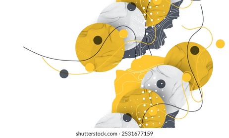 Abstract art wireframe background. Modern science or technology art elements. Surface illustration. Hand made vector.