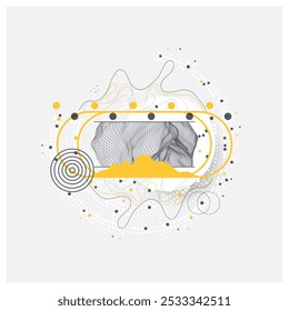 Abstract art wireframe background. Modern science or technology art elements. Surface illustration. Hand made vector.