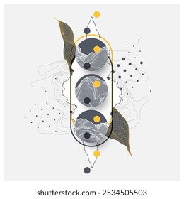 Abstract art wireframe background. Modern science or technology art elements. Surface illustration. Hand made vector.