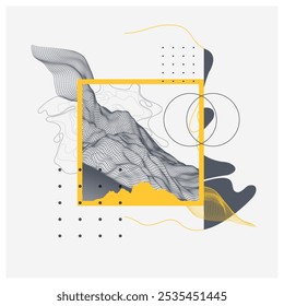 Abstract art wireframe background. Modern science or technology art elements. Surface illustration. Hand made vector.