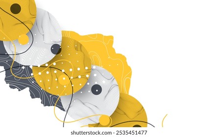 Abstract art wireframe background. Modern science or technology art elements. Surface illustration. Hand made vector.