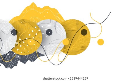 Fondo de alambre de arte Abstractas. Elementos de arte de ciencia o tecnología moderna. Ilustración de superficie. Vector hecho a mano.