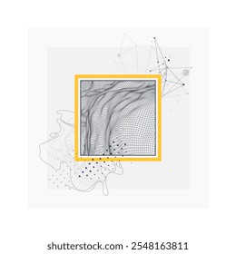 Abstract art wireframe background. Modern science or technology art elements. Surface illustration. Hand made vector.