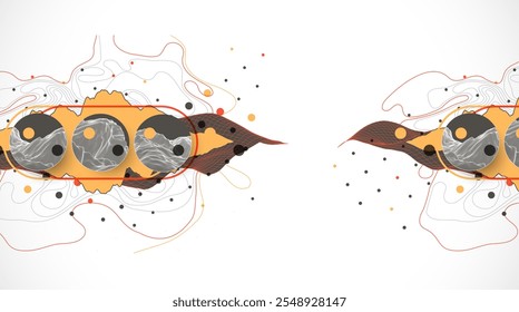 Abstract art wireframe background. Modern science or technology art elements. Surface illustration. Hand made vector.