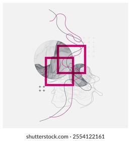 Abstract art wireframe background. Modern science or technology art elements. Surface illustration. Hand made vector.