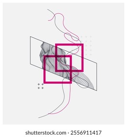 Abstract art wireframe background. Modern science or technology art elements. Surface illustration. Hand made vector.