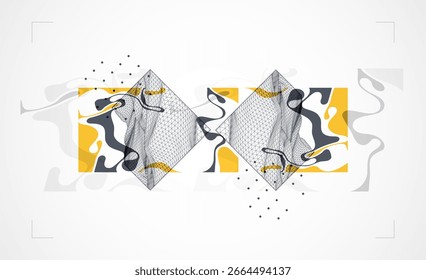 Abstract art wireframe background. Modern science or technology art elements. Surface illustration. Vector.