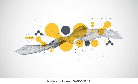 Fondo de alambre de arte Abstractas. Elementos de arte de ciencia o tecnología moderna. Ilustración de superficie. Vector.