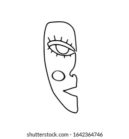 Abstract art woman face hand drawn with continuous line. Simple young girl portrait drawing. Contemporary vector character illustration