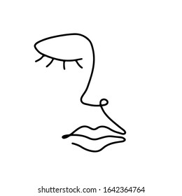 Abstract art woman face hand drawn with continuous line. Simple young girl portrait drawing. Contemporary vector character illustration