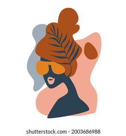abstract art woman female portrait, isolated vector illustration 