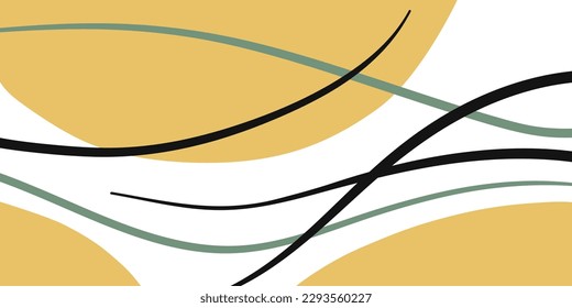 Abstract art yellow background vector. Modern yellow shape line art. Design for a postcard