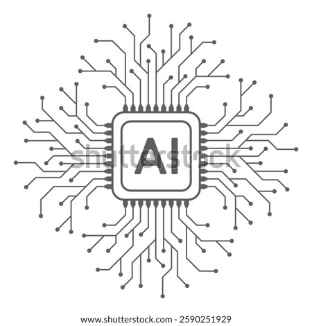 Abstract artificial intelligence circuit line design. Machine learning. Smart network digital technology. AI. Vector illustration