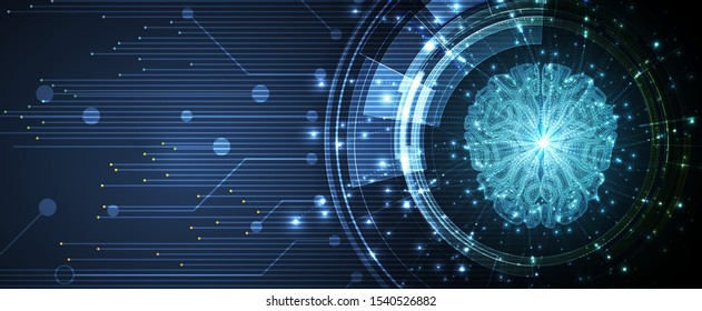 Abstract Artificial intelligence. Cloud computing. Machine learning. Technology web background. Virtual concept