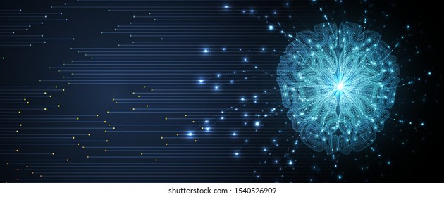 Abstract Artificial intelligence. Cloud computing. Machine learning. Technology web background. Virtual concept