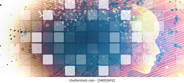 Abstract Artificial intelligence. Cloud computing. Machine learning. Technology web background. Virtual concept