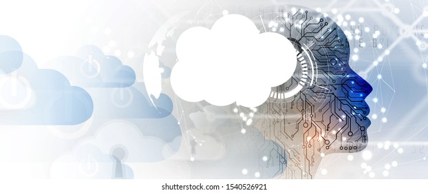 Abstract Artificial intelligence. Cloud computing. Machine learning. Technology web background. Virtual concept