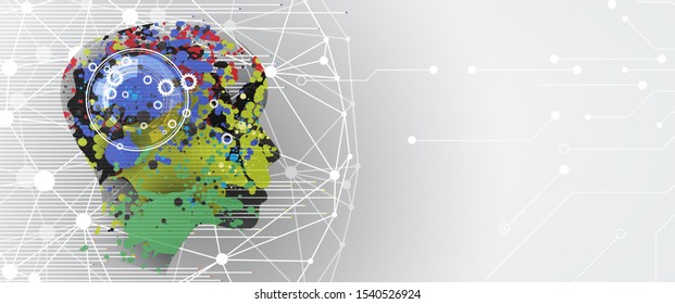 Abstract Artificial intelligence. Cloud computing. Machine learning. Technology web background. Virtual concept