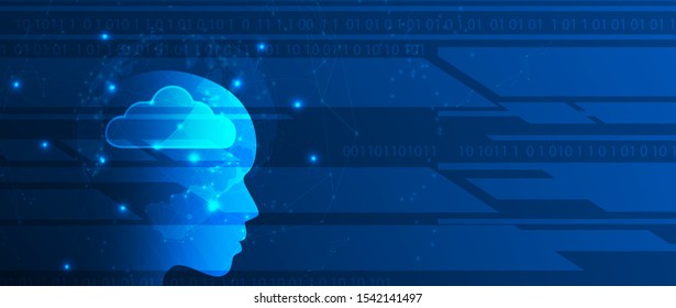 Abstract Artificial intelligence. Cloud computing. Machine learning. Technology web background. Virtual concept futuristic background