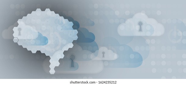 Abstract Artificial intelligence. Cloud computing. Machine learning. Technology web background. Virtual concept futuristic background