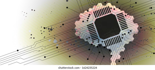 Abstract Artificial intelligence. Cloud computing. Machine learning. Technology web background. Virtual concept futuristic background