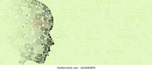 Abstract Artificial intelligence. Cloud computing. Machine learning. Technology web background. Virtual concept futuristic background