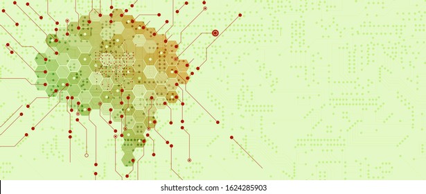 Abstract Artificial intelligence. Cloud computing. Machine learning. Technology web background. Virtual concept futuristic background