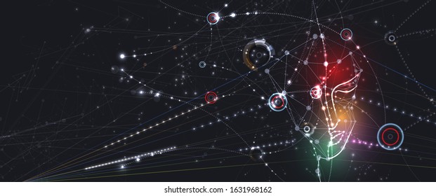 Abstract Artificial intelligence. Cloud computing. Machine learning. Technology web background. Virtual concept futuristic background