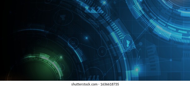 Abstract Artificial intelligence. Cloud computing. Machine learning. Technology web background. Virtual concept futuristic background