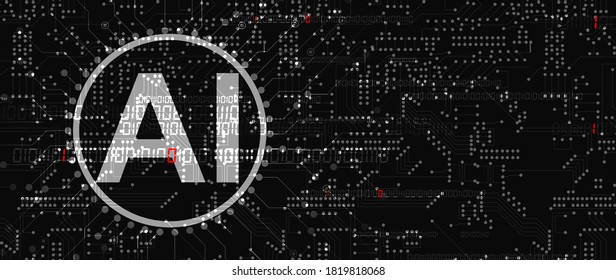 Abstract Artificial intelligence. Cloud computing. Machine learning. Technology web background. Virtual concept futuristic background