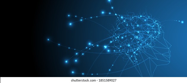 Abstract Artificial intelligence. Cloud computing. Machine learning. Technology web background. Virtual concept futuristic background