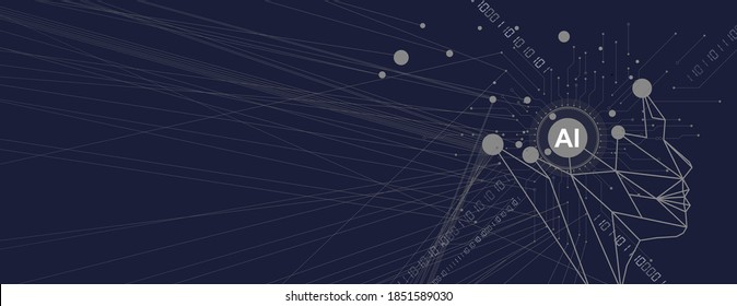 Abstract Artificial intelligence. Cloud computing. Machine learning. Technology web background. Virtual concept futuristic background