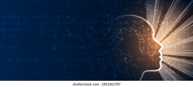 Abstract Artificial intelligence. Cloud computing. Machine learning. Technology web background. Virtual concept futuristic background