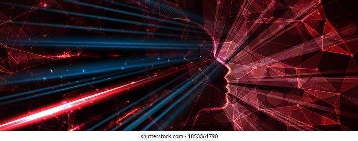 Abstract Artificial intelligence. Cloud computing. Machine learning. Technology web background. Virtual concept futuristic background