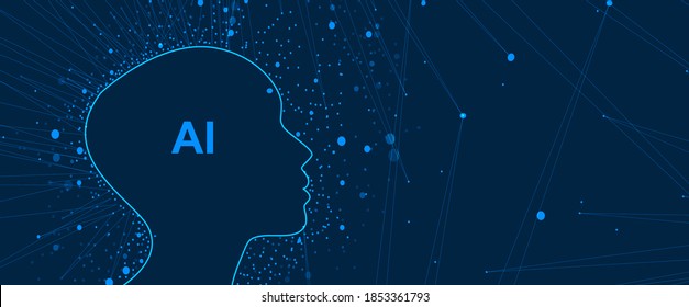 Abstract Artificial intelligence. Cloud computing. Machine learning. Technology web background. Virtual concept futuristic background