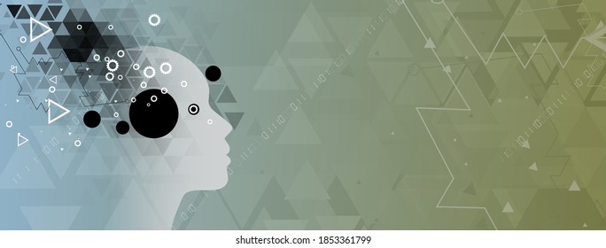 Abstract Artificial intelligence. Cloud computing. Machine learning. Technology web background. Virtual concept futuristic background