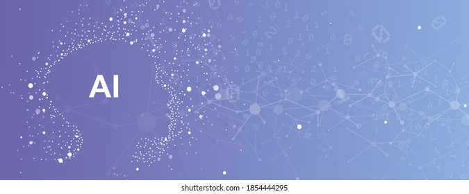 Abstract Artificial intelligence. Cloud computing. Machine learning. Technology web background. Virtual concept futuristic background