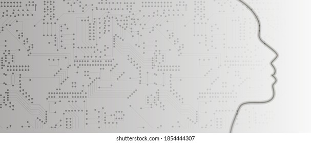 Abstract Artificial intelligence. Cloud computing. Machine learning. Technology web background. Virtual concept futuristic background