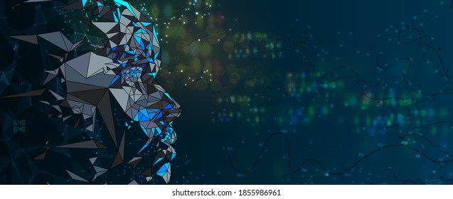 Abstract Artificial intelligence. Cloud computing. Machine learning. Technology web background. Virtual concept futuristic background