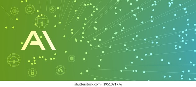 Abstract Artificial intelligence. Cloud computing. Machine learning. Technology web background. Virtual concept futuristic background