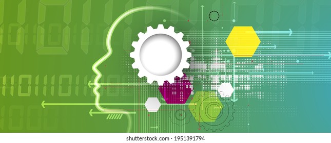 Abstract Artificial intelligence. Cloud computing. Machine learning. Technology web background. Virtual concept futuristic background