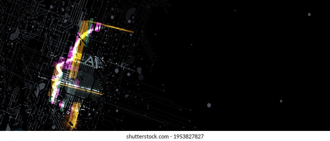 Abstract Artificial intelligence. Cloud computing. Machine learning. Technology web background. Virtual concept futuristic background