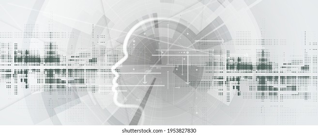 Abstract Artificial intelligence. Cloud computing. Machine learning. Technology web background. Virtual concept futuristic background