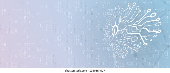 Abstract Artificial intelligence. Cloud computing. Machine learning. Technology web background. Virtual concept futuristic background