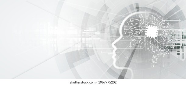 Abstract Artificial intelligence. Cloud computing. Machine learning. Technology web background. Virtual concept futuristic background