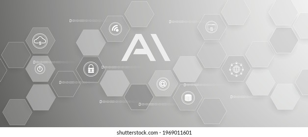 Abstract Artificial intelligence. Cloud computing. Machine learning. Technology web background. Virtual concept futuristic background