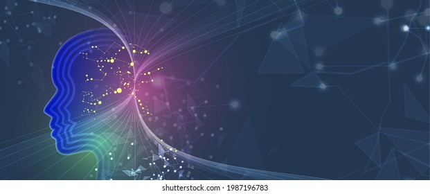 Abstract Artificial intelligence. Cloud computing. Machine learning. Technology web background. Virtual concept